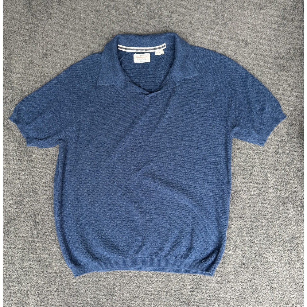 Weatherproof Vintage Mens Blue Knit Polo Shirt Short Sleeve 100% Cotton Size M - Picture 1 of 5